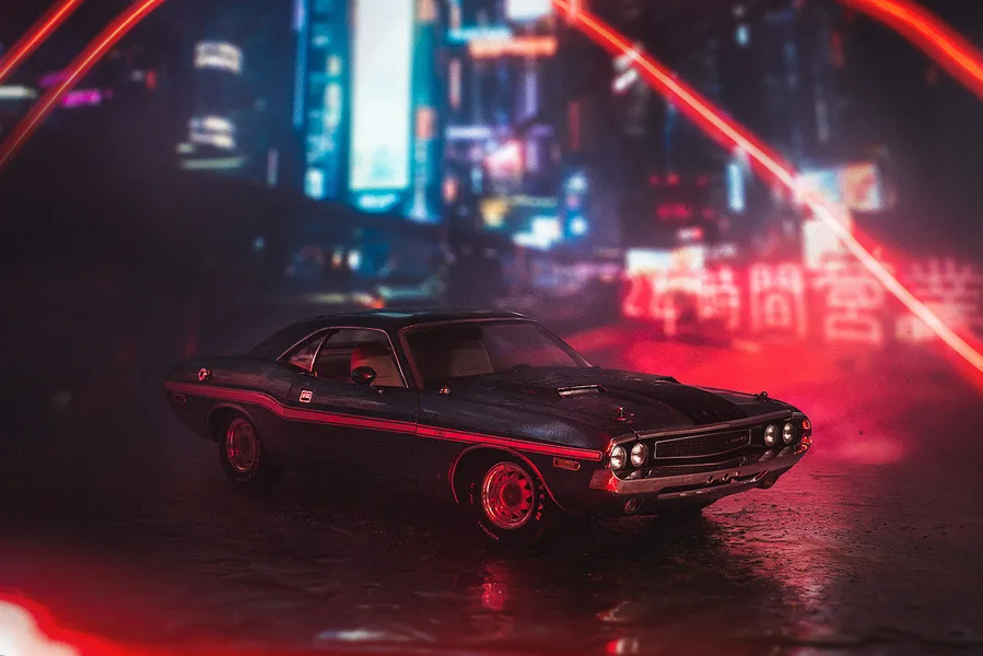 Dodge Challenger 1970 Cyberpunk city 1:18